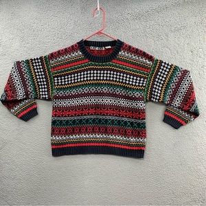 Vintage Knit knit Women’s Ramie Multicolor Striped Sweater Top Pullover Size M